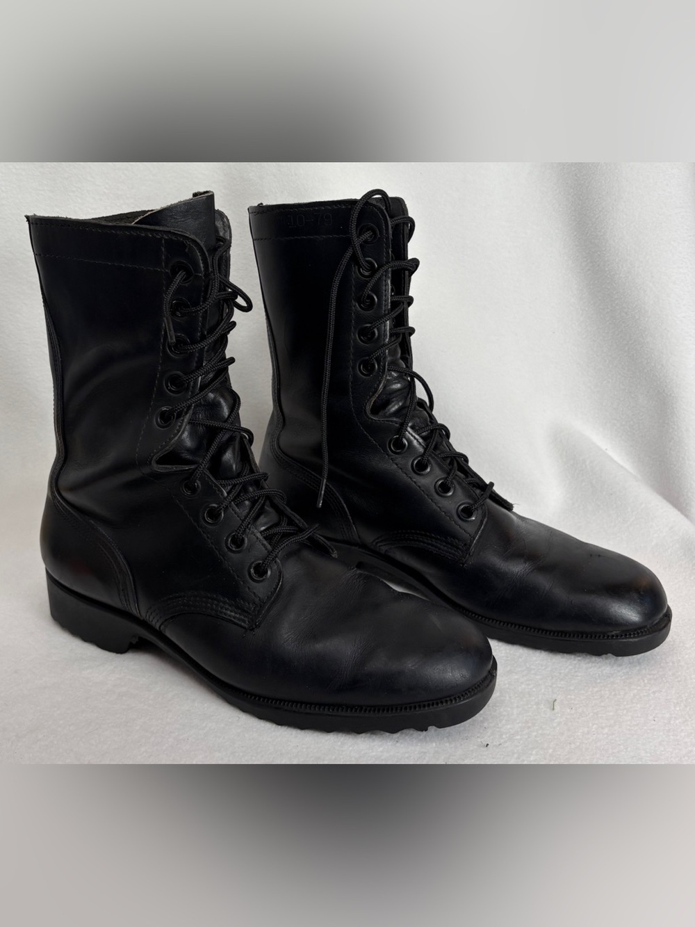 Hi-Ankle Black Leather Goth Grunge Military Combat Boots Size 9R